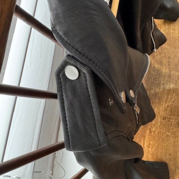 Leather Moto Jacket Cropped - Walter Baker - Picture 3 of 10